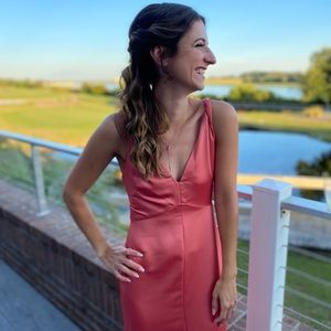 Beautiful Rouge colored Dessy Bridesmaid Dress
